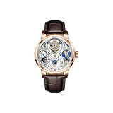 Розовый корпус с белым циферблатом.