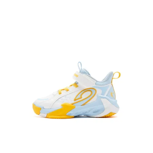 QIAODAN Slip-resistant Легкий Амортизация MID Топ Детские Баскетбольные кроссовки Jordan Белый Glacier Blue