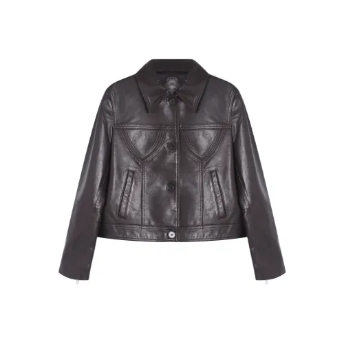 GZQJ Кофе Женские Кожаные куртки