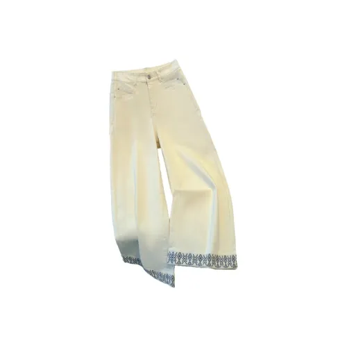 Деним Широкие брюки Женские Весна-Осень 2025 Корейский стиль BF Неформальный стиль Супер милый Прямые брюки