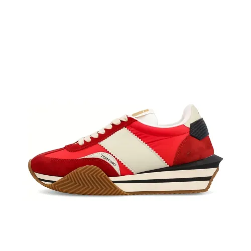 TOM FORD Износостойкий Низкий Топ Спортивная Повседневная Обувь Мужская Красный Белый