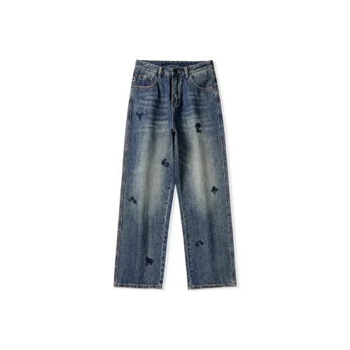 UKTK Винтажные синие мужские джинсы