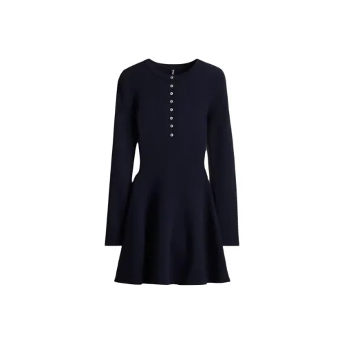 H M Морской синий Женские Длинные Платья с Длинными Рукавами