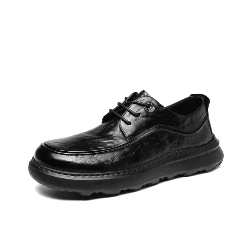 PT'SON Повседневные кожаные туфли низкий топ черные мужские