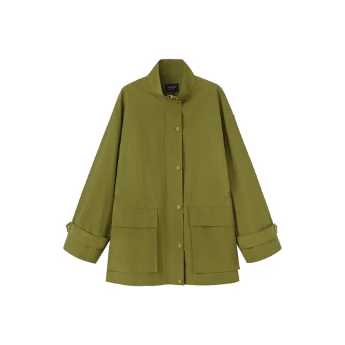 DX.DAXI Ebony Green Women's Short Coat DX.DAXI Эбеновый Зеленый Женское Короткое Пальто