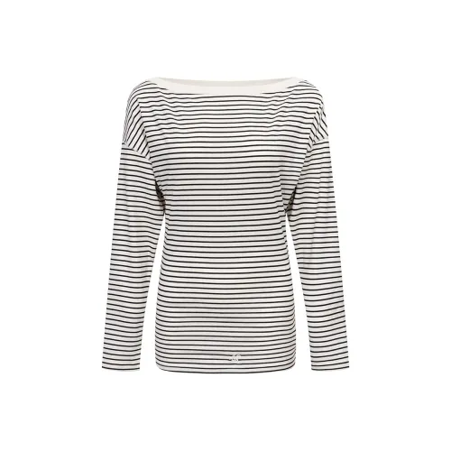 Ariseism Бежевый Черный Полосатый Топ Женская T-Рубашка