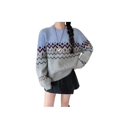 Mu Xiao Xin Синий С подарками MU Xiaoxin Бренд Наклеенный Женские Трикотаж