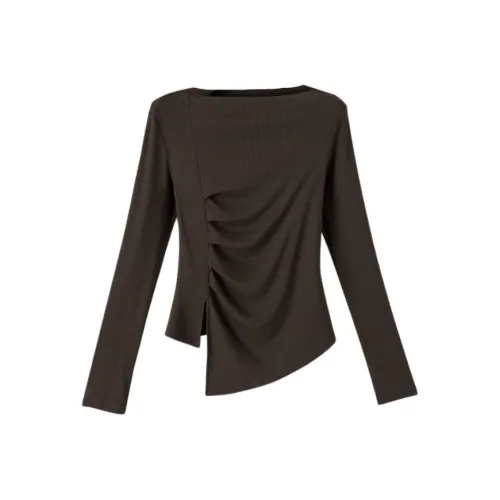 WANBAI Карамельный кофейный Женский T-рубашка