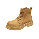 Желтый, шнуровка, флисовая подкладка, кожаная обувь, размер