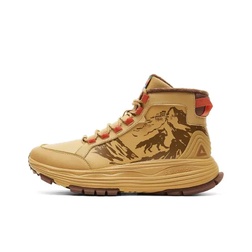 PEAK Термический Амортизация Высота Увеличение Устойчивость к Износу Высокий Топ Утепленная Обувь Мужская Табак Коричневый