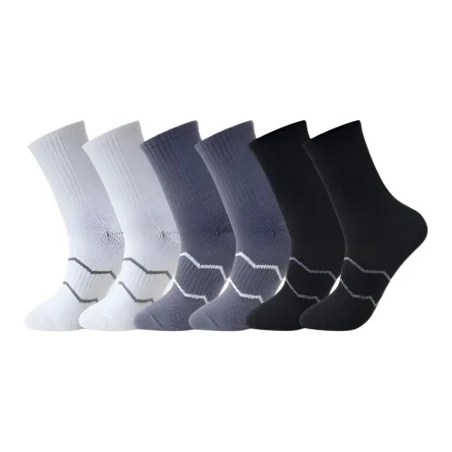 NAVIGARE [6 упаковок] 2 белых 2 темно-серых 2 черных мужские носки MID до икры