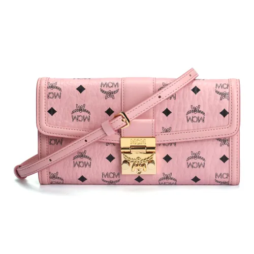 MCM Tracy Искусственная кожа с коровьей кожей и тканевая сумка на плечо Женская Розовая