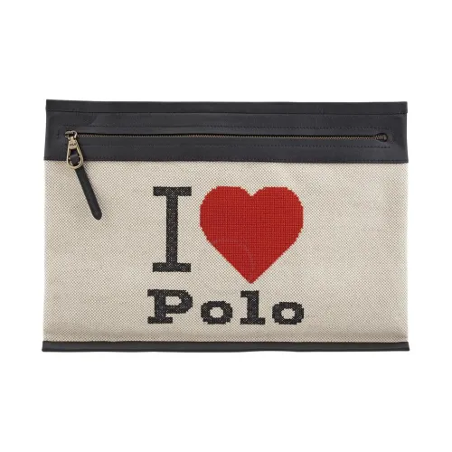 Polo Ralph Lauren Canvas Leather Clutch Standard Women's Natural Black Поло Ральф Лорен Холст Кожа Клатч Стандартный Женский Натуральный и Черный