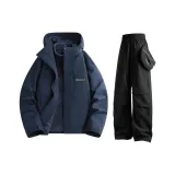 Темно-синий синий пиджак без подкладки + крутые черные штаны