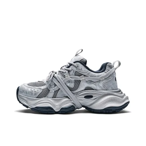 KAPPA Спина к Спине Устойчивые к истиранию Низкий Топ Толстая подошва Кроссовки Женские Холодный Серый