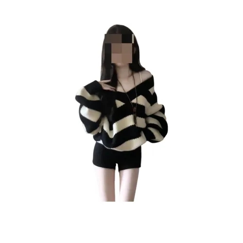 Mu Xiao Xin [Черно-белые полосы] Giveaway Бренд Наклеенный Женский Трикотаж