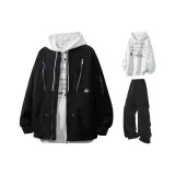 Чёрный + Чёрный Брюки + Белый Свитшот