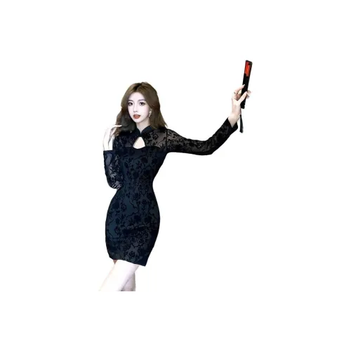 XIANSINIAO Длинное платье с длинными рукавами женское