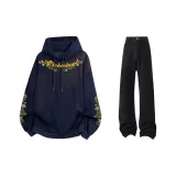 Темно-синий, синий, желтый свитшот (с флисовой подкладкой) + черные джинсы