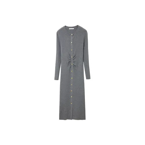 OVV Темно-серый Женские Длинные Платья с Длинными Рукавами