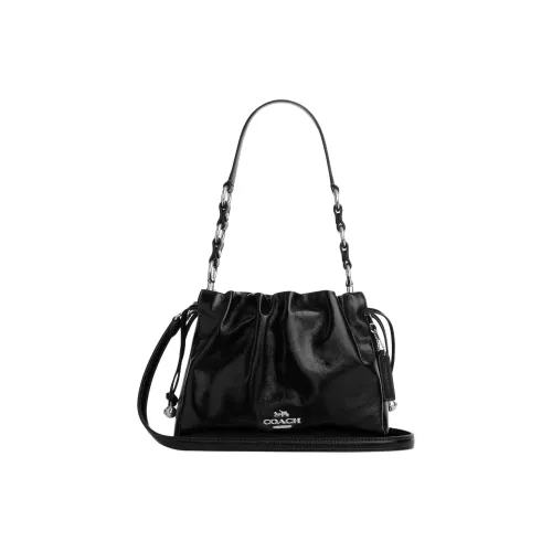 COACH Faye Яркий Wrinkle Кожа Сумка на плечо Маленькая Женская Черная