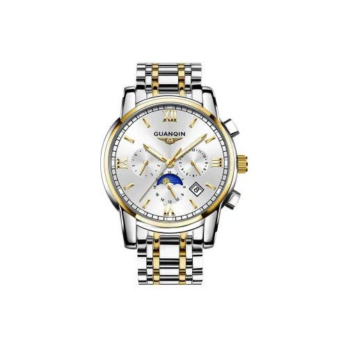GUANQIN GJ16040.JGD Механический механизм ремешок из нержавеющей стали мужские часы белый циферблат