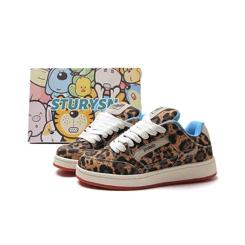 STUR YSN Устойчивые к истиранию противоскользящие низкие кеды для скейтбординга унисекс с леопардовым принтом