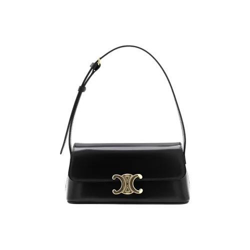 CELINE Triomphe Телячья кожа Сумка через плечо Женская Черная