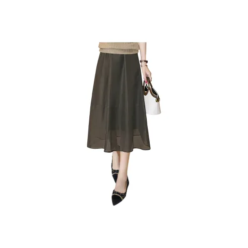 SIBAISHE Оливковый Женские Повседневные Длинные Юбки