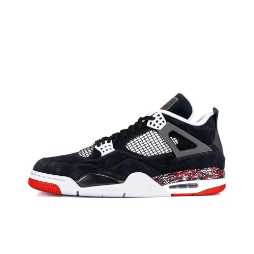 Jordan Air Джордан 4 Устойчивый к истиранию Дышащий MID Топ Винтажные баскетбольные кроссовки Мужской Черный белый PE