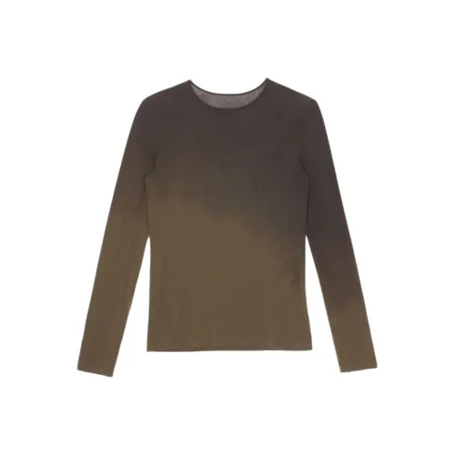 UMA WANG Оливково-коричневые Женские T-рубашки