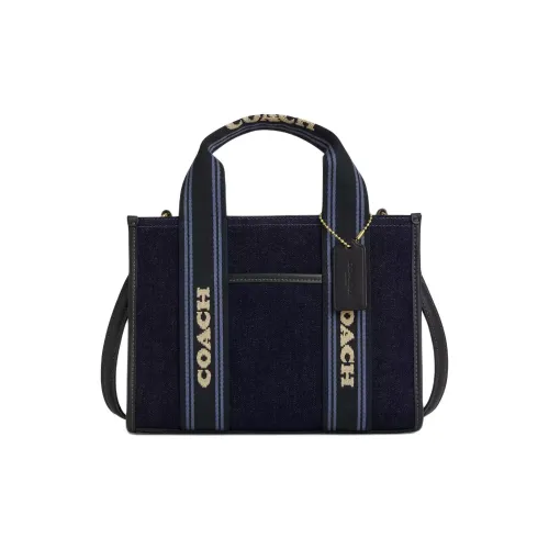 COACH Smith Denim с гладкой кожей сумка среднего размера женский синий