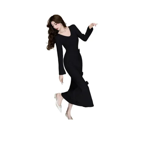 BONAS Длинное платье с длинными рукавами женское