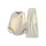 Свитшот с круглым вырезом, комплект одежды [Абрикосовый топ + Абрикосовые штаны]