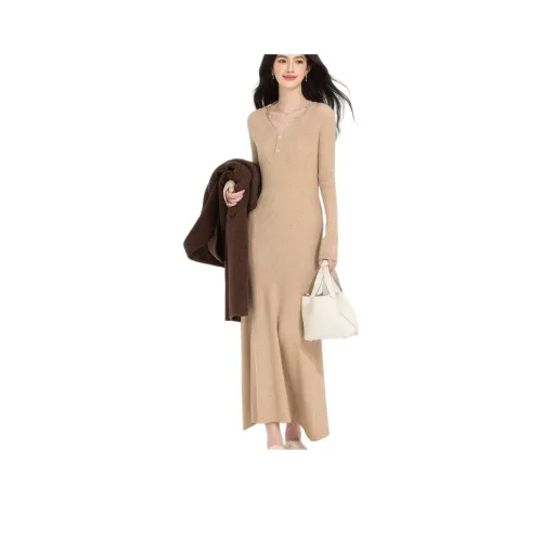 BONAS Длинное платье с длинными рукавами женское