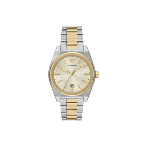 EMPORIO ARMANI Мужские часы Кварцевый механизм Ремешок из нержавеющей стали 41 мм Золотистый циферблат