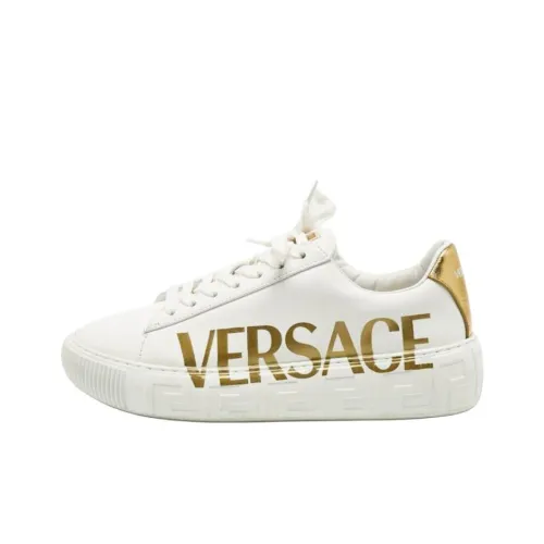 VERSACE Низкий Топ Стильный Скейтбординг Женские Белые Золотые