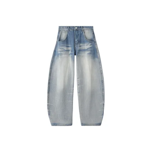 MOCHIN INRO Светло-синие Унисекс Джинсы