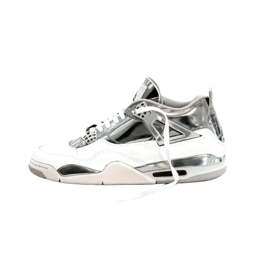 JORDAN Air Джордан 4 Винтажные Баскетбольные Кроссовки MID Топ Белый Серебряный Розовый Мужской