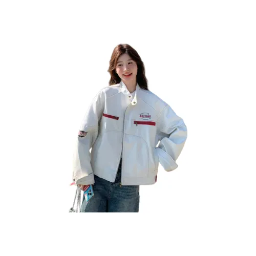 W9H2 Белый Унисекс Кожаные куртки