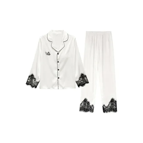 Daiyindie Осенние и зимние пижамы женские ледяной шелк с длинными рукавами штаны