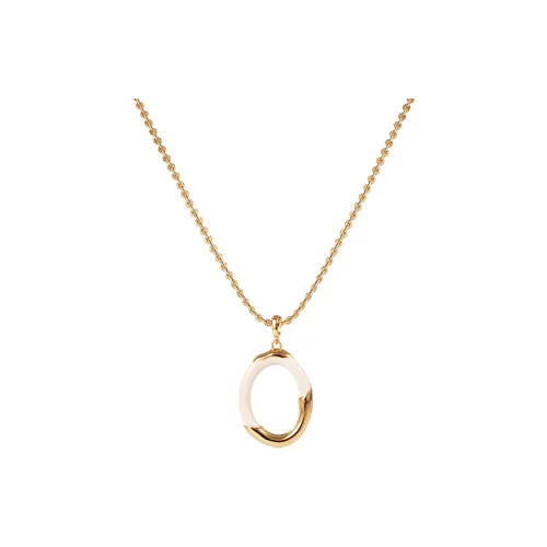 Retro Chic 18К золото покрытие Латунь с белой эмалевой рябью Подвеска Женская