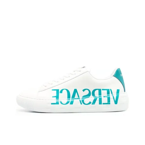 VERSACE La Greca Низкие Кроссовки для скейтбординга Мужские Белые и Синие