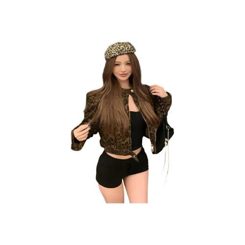 YICHEN Леопардовый принт Пальто Женские Куртки