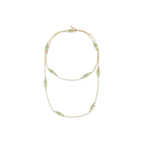 Retro Chic Медный 18K золото Инкрустированный Цветная глазурь Орехи Длинная цепь Женские