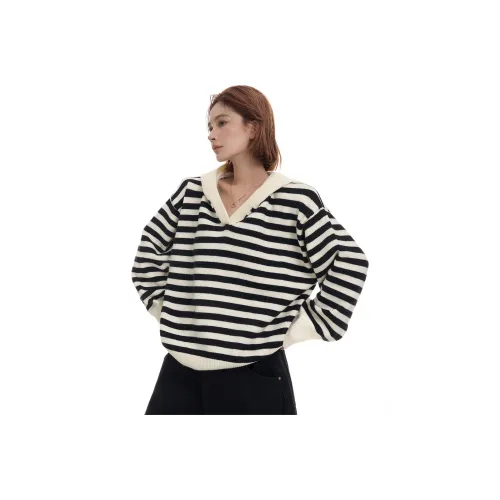 MUCCHIC Черно-белые полосы Женская трикотажная одежда