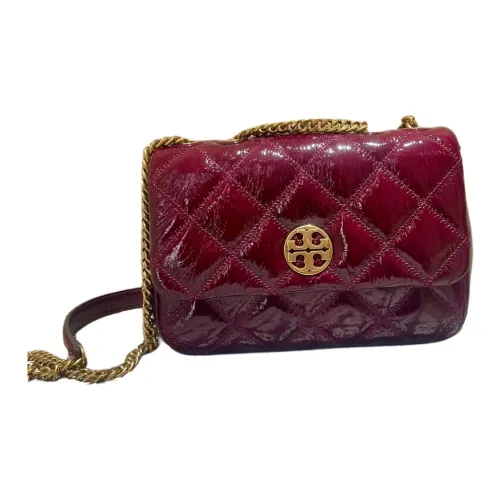 TORY BURCH Кожаная сумка через плечо с узором "quilted" маленькая сумка на плечо женская красная