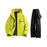 Лаймово-желтый [Пиджак без подкладки] + Крутые черные штаны