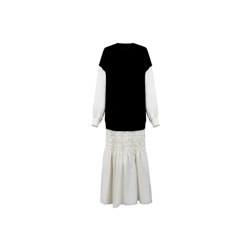 Черные женские длинные платья с длинными рукавами