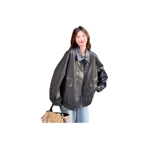 JOEM Кофе Женские Кожаные Куртки